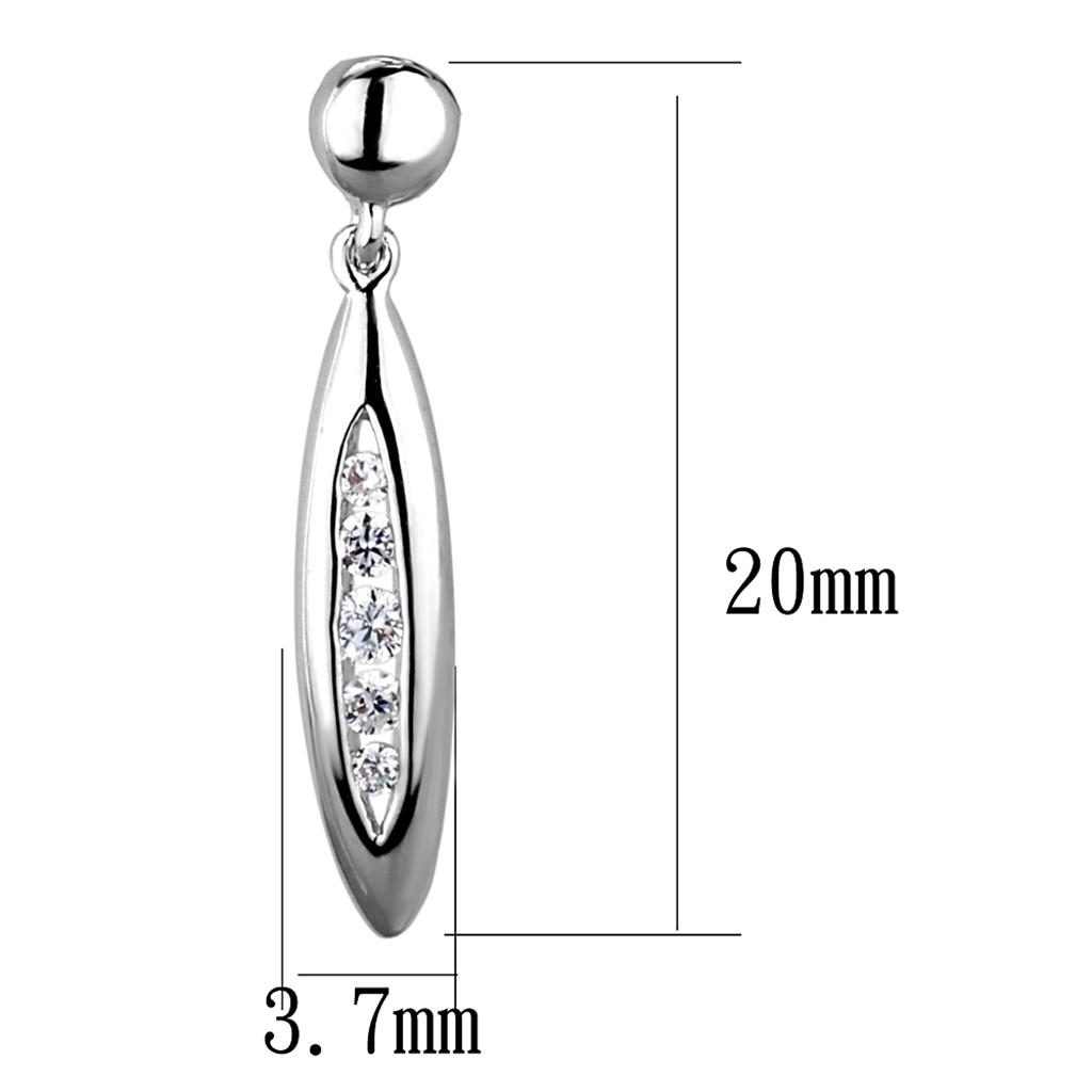 3W1046 - Brass Earrings Rhodium Women AAA Grade CZ Clear