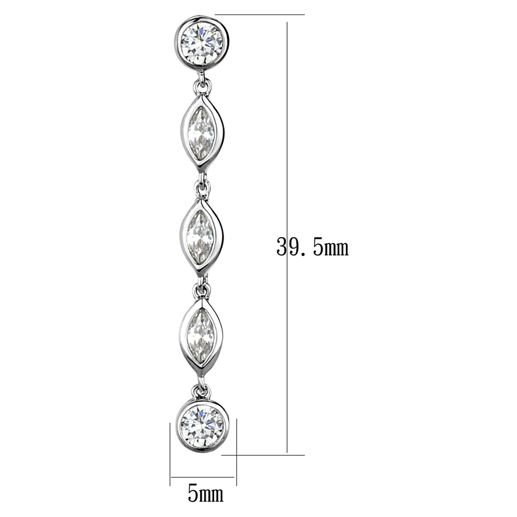 3W1049 - Brass Earrings Rhodium Women AAA Grade CZ Clear