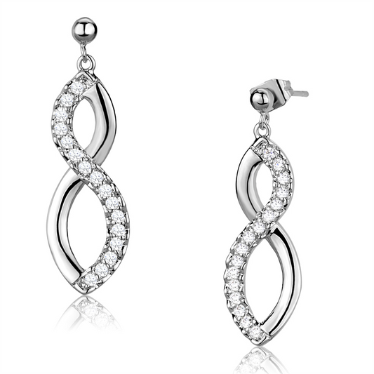 3W1055 - Brass Earrings Rhodium Women AAA Grade CZ Clear