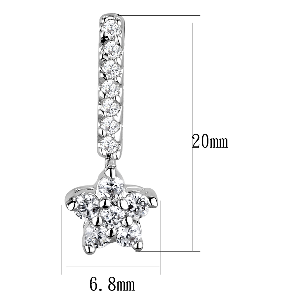 3W1056 - Brass Earrings Rhodium Women AAA Grade CZ Clear