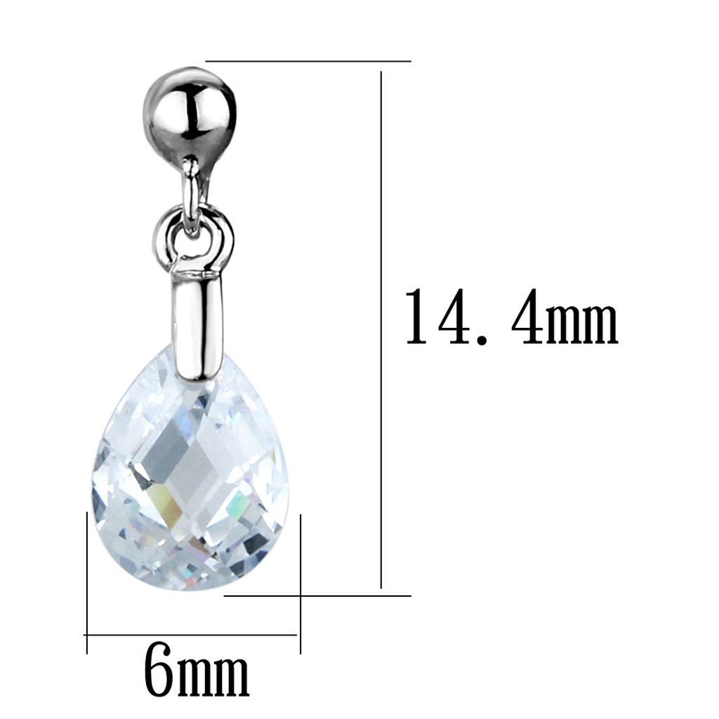 3W1057 - Brass Earrings Rhodium Women AAA Grade CZ Clear