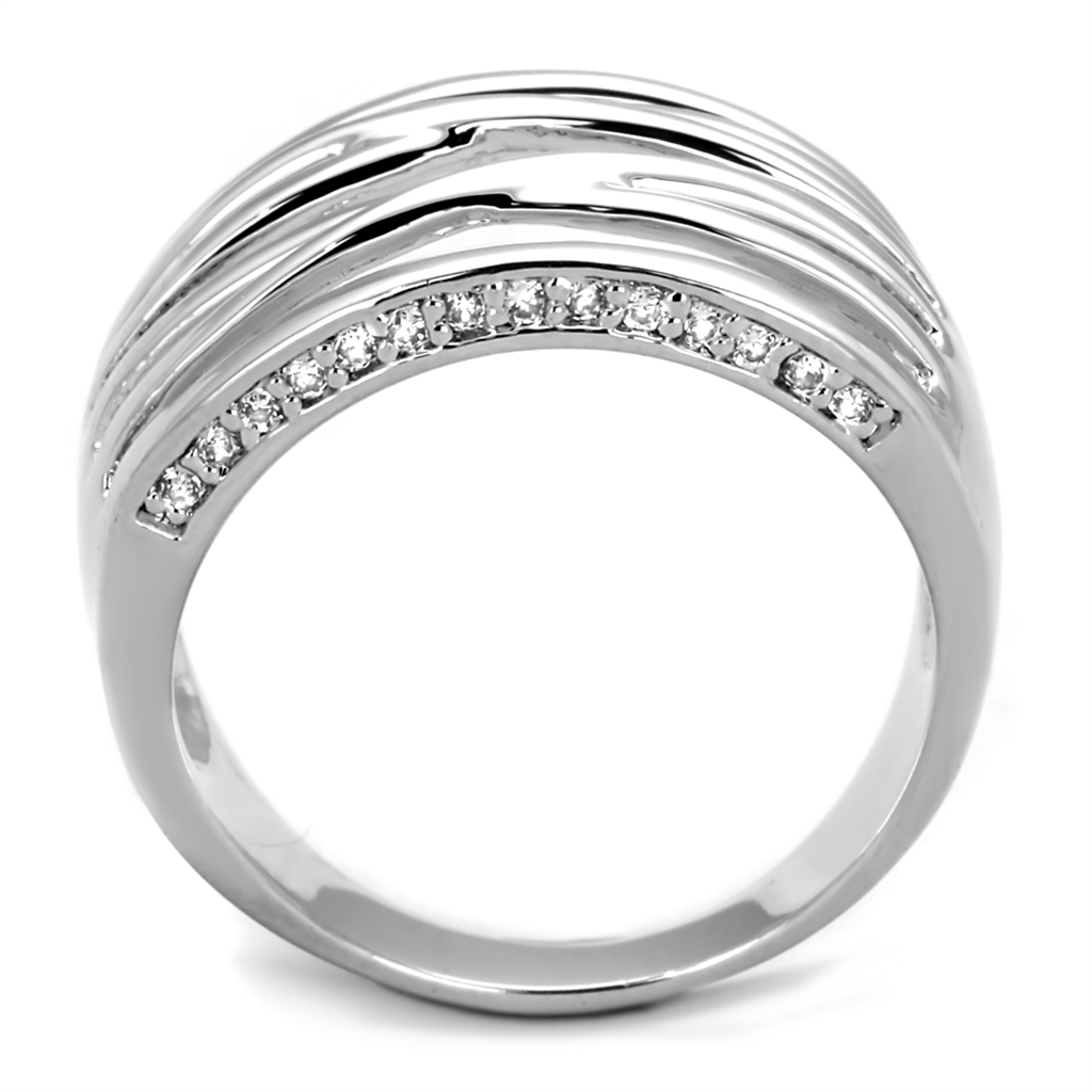 3W1066 - Brass Ring Rhodium Women AAA Grade CZ Clear