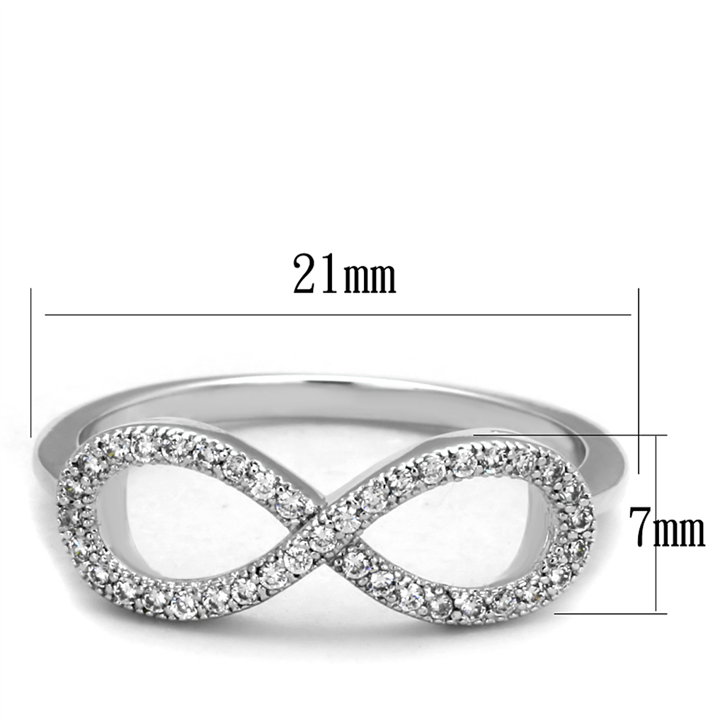 3W1068 - Brass Ring Rhodium Women AAA Grade CZ Clear