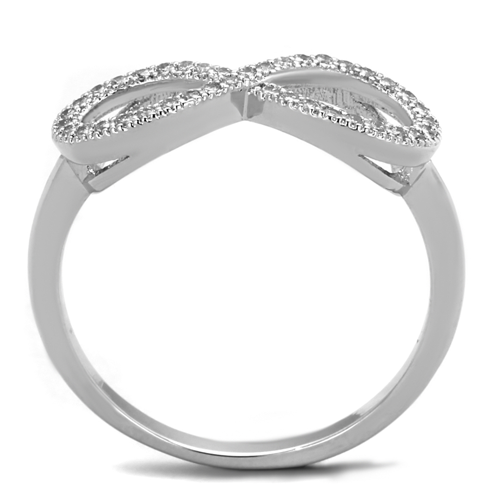 3W1068 - Brass Ring Rhodium Women AAA Grade CZ Clear