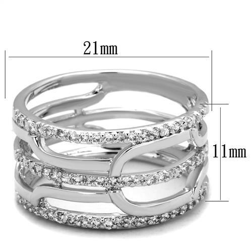 3W1070 - Brass Ring Rhodium Women AAA Grade CZ Clear