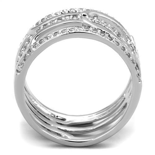 3W1070 - Brass Ring Rhodium Women AAA Grade CZ Clear