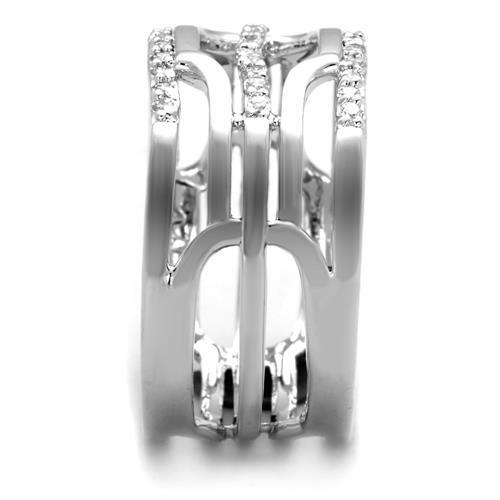 3W1070 - Brass Ring Rhodium Women AAA Grade CZ Clear