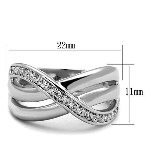 3W1071 - Brass Ring Rhodium Women AAA Grade CZ Clear