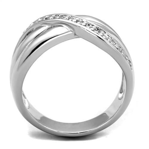 3W1071 - Brass Ring Rhodium Women AAA Grade CZ Clear