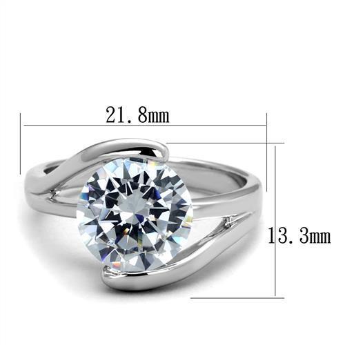 3W1072 - Brass Ring Rhodium Women AAA Grade CZ Clear