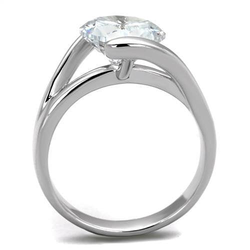 3W1072 - Brass Ring Rhodium Women AAA Grade CZ Clear