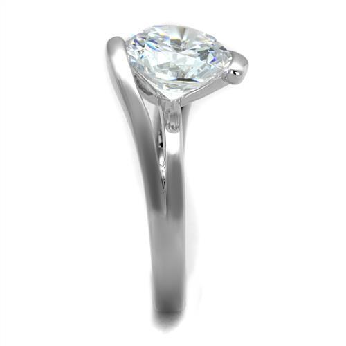 3W1072 - Brass Ring Rhodium Women AAA Grade CZ Clear