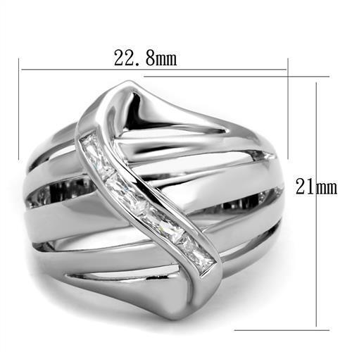 3W1077 - Brass Ring Rhodium Women AAA Grade CZ Clear