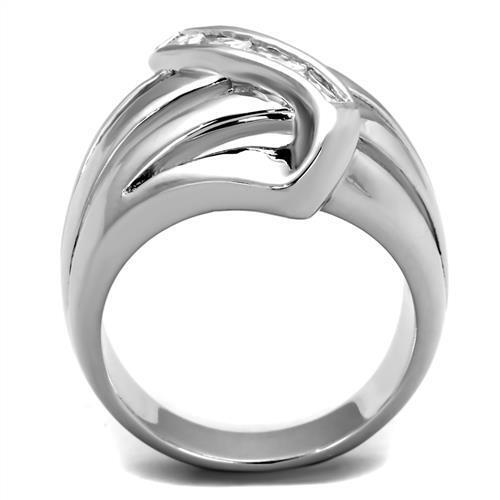 3W1077 - Brass Ring Rhodium Women AAA Grade CZ Clear