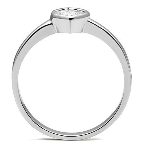 3W107 - Brass Ring Rhodium Women AAA Grade CZ Clear