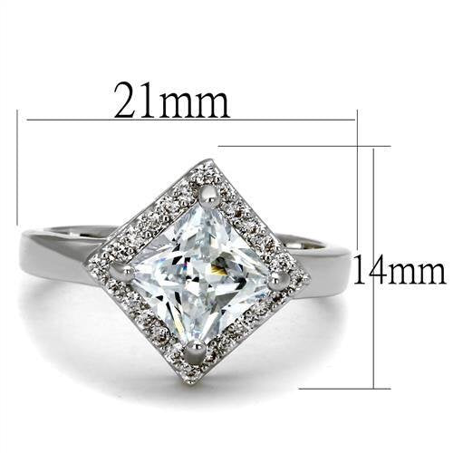 3W1083 - Brass Ring Rhodium Women AAA Grade CZ Clear