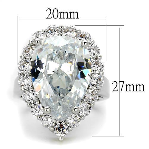 3W1084 - Brass Ring Rhodium Women AAA Grade CZ Clear