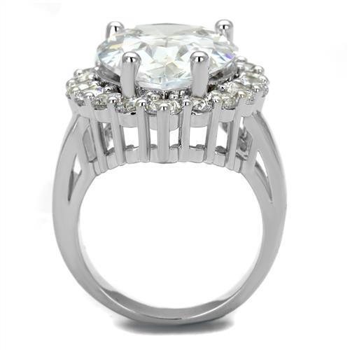 3W1084 - Brass Ring Rhodium Women AAA Grade CZ Clear