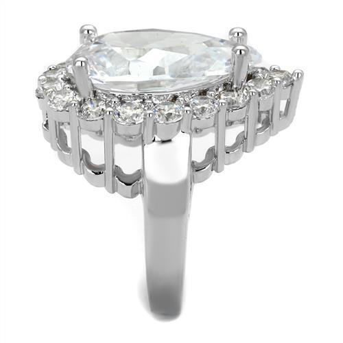 3W1084 - Brass Ring Rhodium Women AAA Grade CZ Clear