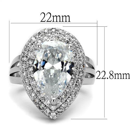 3W1085 - Brass Ring Rhodium Women AAA Grade CZ Clear