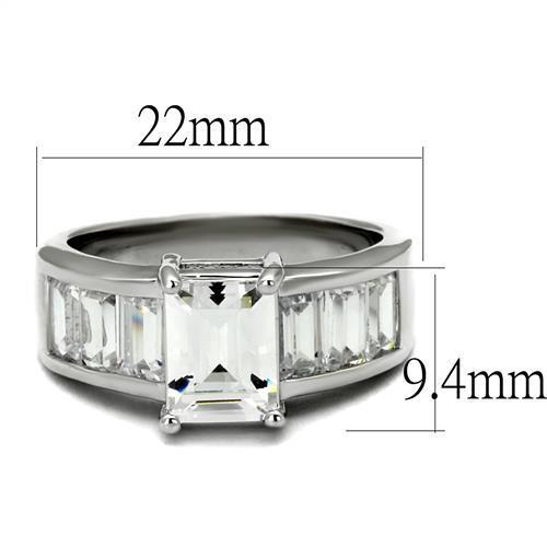 3W1086 - Brass Ring Rhodium Women AAA Grade CZ Clear