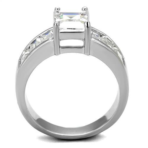 3W1086 - Brass Ring Rhodium Women AAA Grade CZ Clear