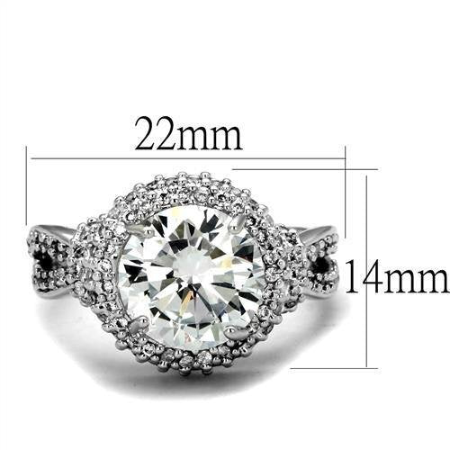 3W1087 - Brass Ring Rhodium Women AAA Grade CZ Clear