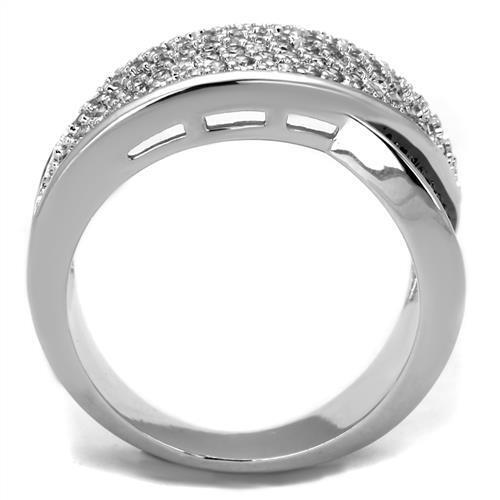 3W1089 - Brass Ring Rhodium + Ruthenium Women AAA Grade CZ Black Diamond