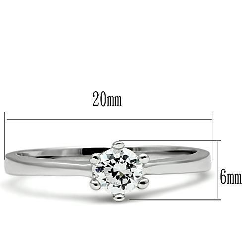 3W109 - Brass Ring Rhodium Women AAA Grade CZ Clear