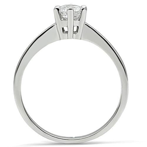 3W109 - Brass Ring Rhodium Women AAA Grade CZ Clear