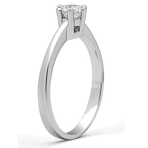 3W109 - Brass Ring Rhodium Women AAA Grade CZ Clear