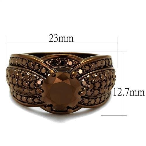 3W1100 - Brass Ring IP Coffee light Women AAA Grade CZ Light Coffee