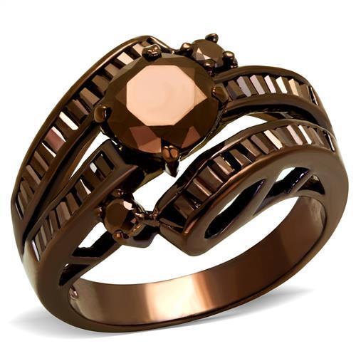 3W1106 - Brass Ring IP Coffee light Women AAA Grade CZ Light Coffee