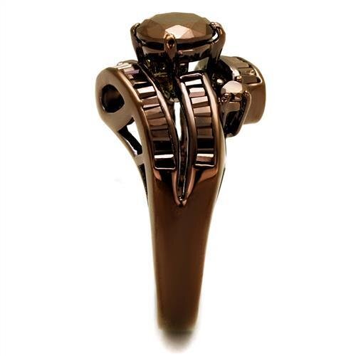 3W1106 - Brass Ring IP Coffee light Women AAA Grade CZ Light Coffee