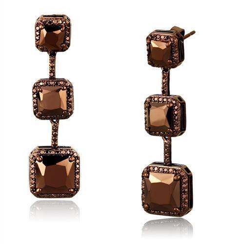 3W1108 - Brass Earrings IP Coffee light Women AAA Grade CZ Light Coffee