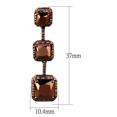 3W1108 - Brass Earrings IP Coffee light Women AAA Grade CZ Light Coffee