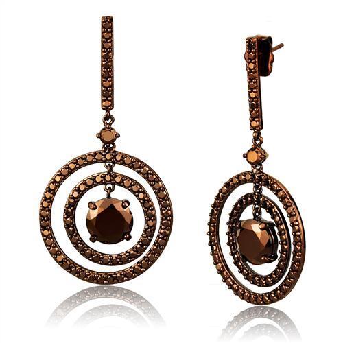 3W1109 - Brass Earrings IP Coffee light Women AAA Grade CZ Light Coffee