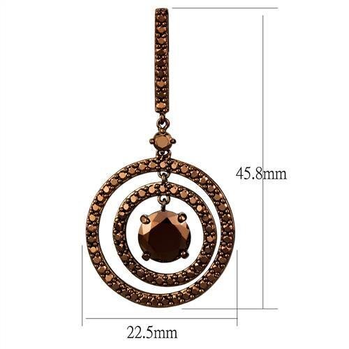 3W1109 - Brass Earrings IP Coffee light Women AAA Grade CZ Light Coffee