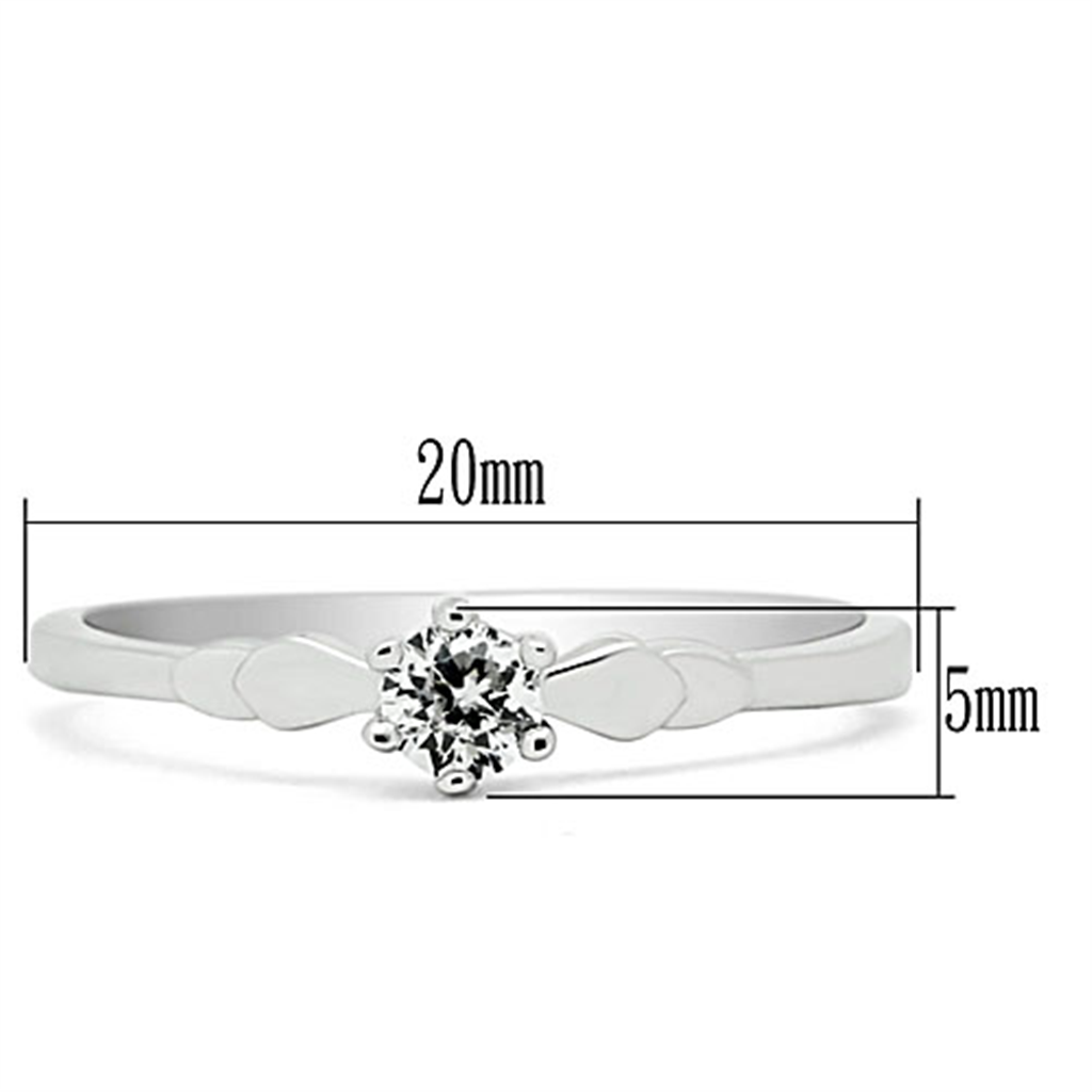 3W110 - Brass Ring Rhodium Women AAA Grade CZ Clear