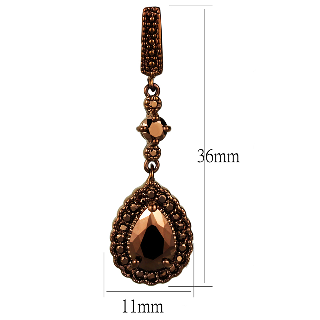 3W1111 - Brass Earrings IP Coffee light Women AAA Grade CZ Light Coffee