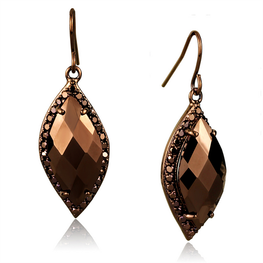 3W1112 - Brass Earrings IP Coffee light Women AAA Grade CZ Light Coffee