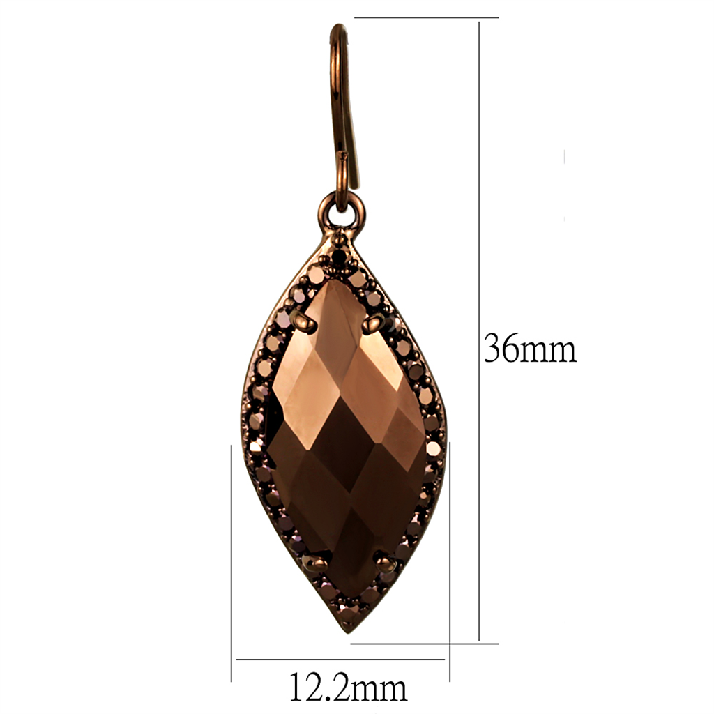 3W1112 - Brass Earrings IP Coffee light Women AAA Grade CZ Light Coffee