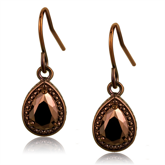 3W1114 - Brass Earrings IP Coffee light Women AAA Grade CZ Light Coffee