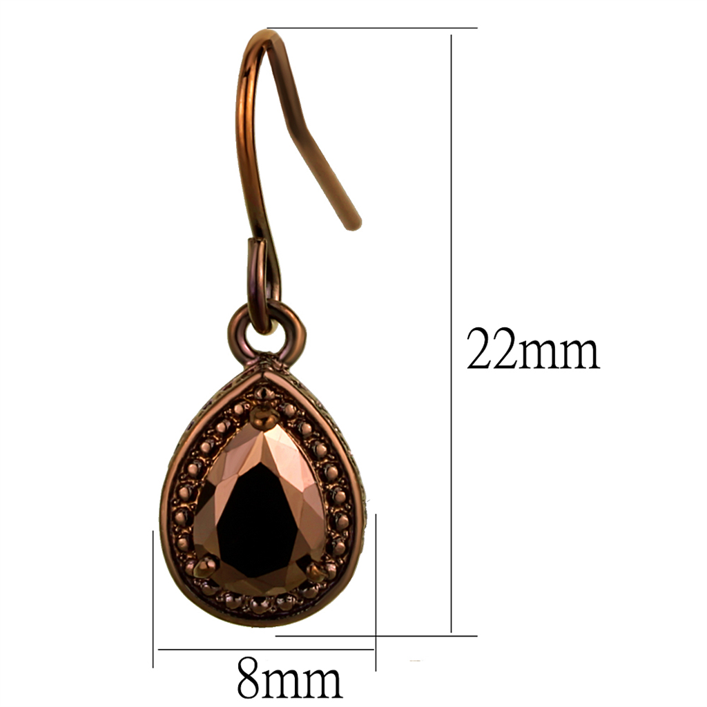 3W1114 - Brass Earrings IP Coffee light Women AAA Grade CZ Light Coffee