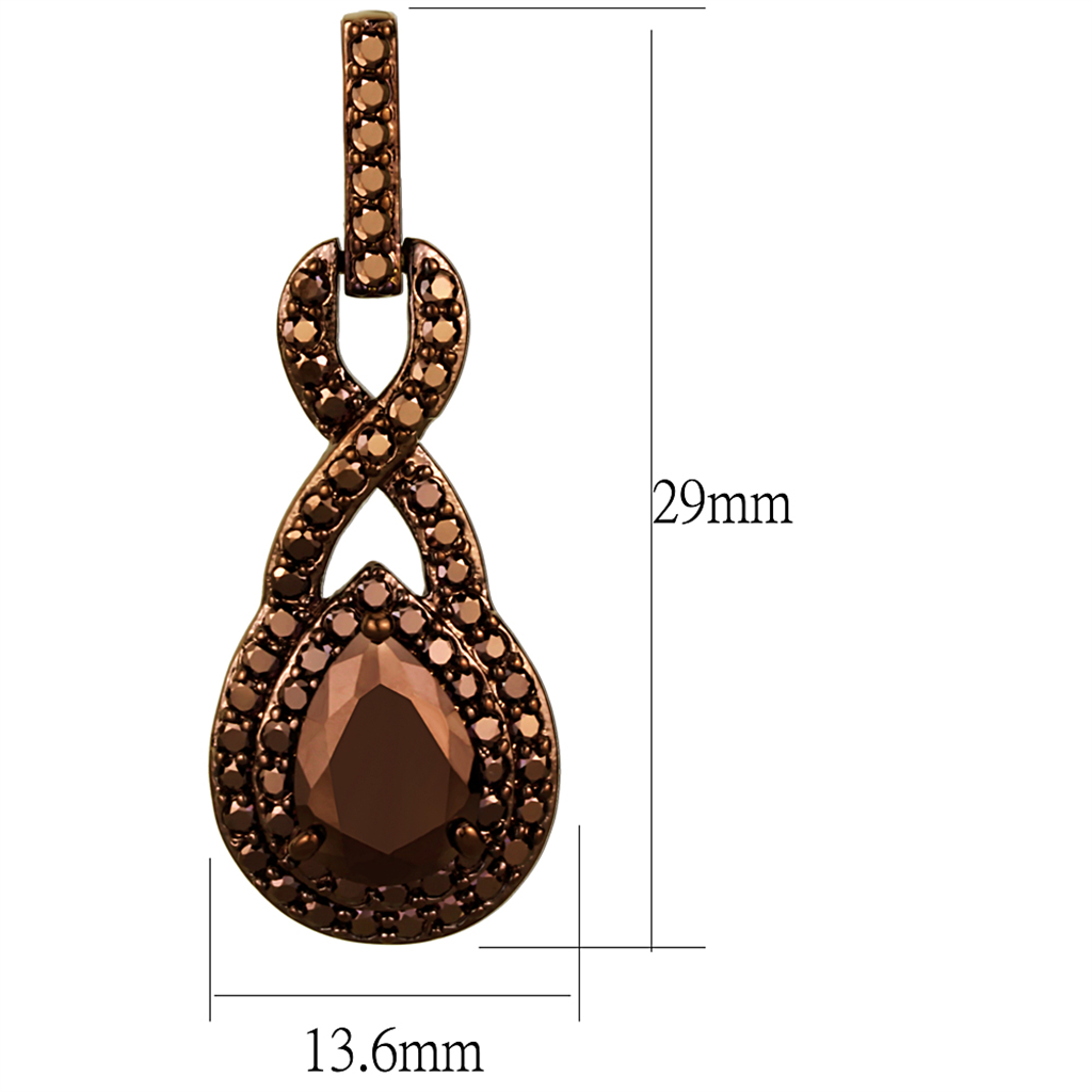 3W1115 - Brass Earrings IP Coffee light Women AAA Grade CZ Light Coffee