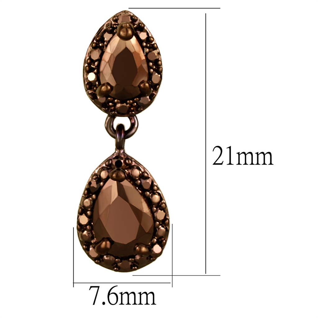 3W1117 - Brass Earrings IP Coffee light Women AAA Grade CZ Light Coffee