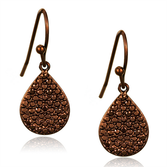 3W1118 - Brass Earrings IP Coffee light Women AAA Grade CZ Light Coffee