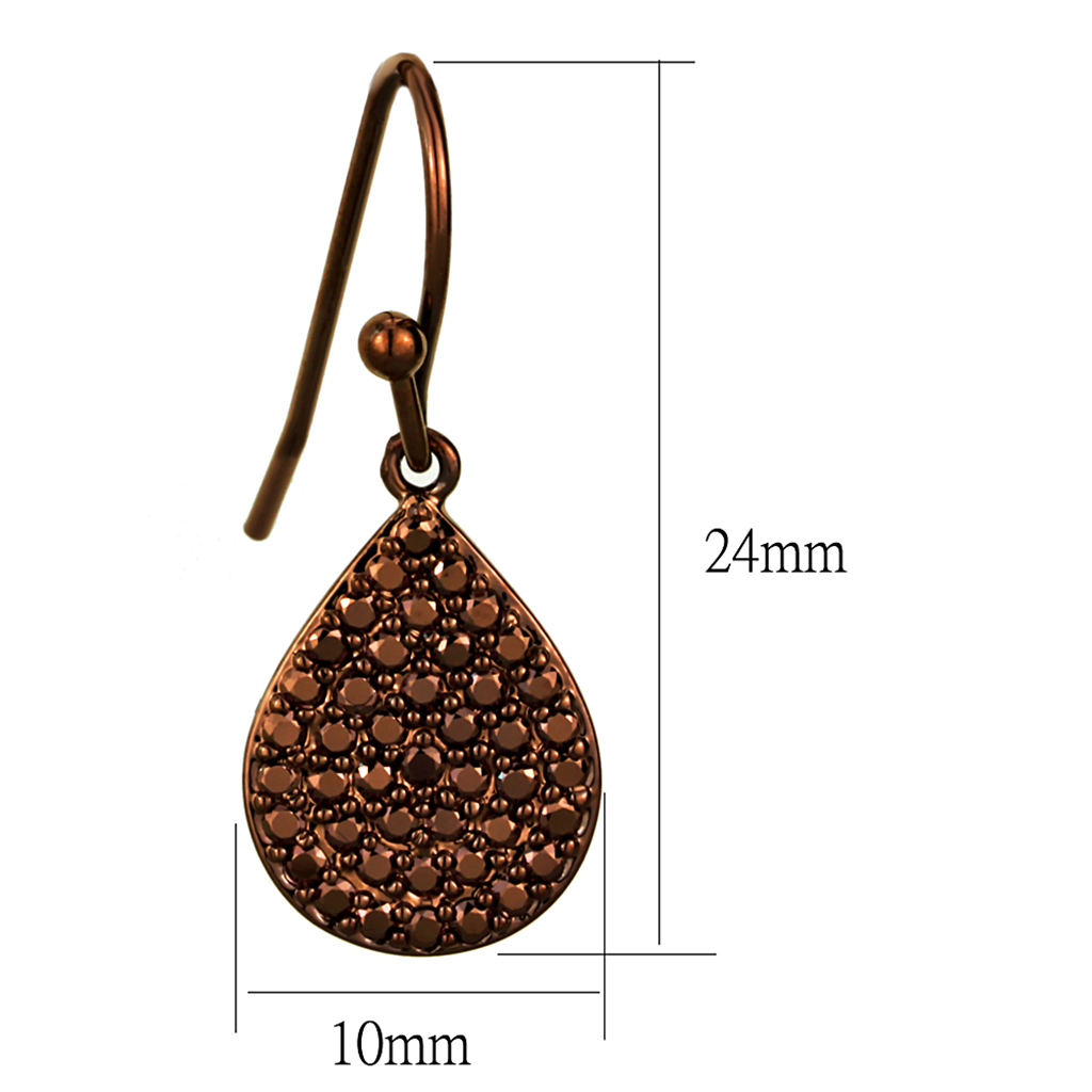 3W1118 - Brass Earrings IP Coffee light Women AAA Grade CZ Light Coffee