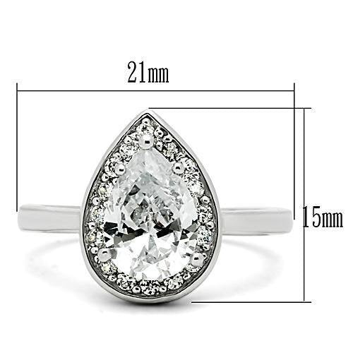 3W111 - Brass Ring Rhodium Women AAA Grade CZ Clear