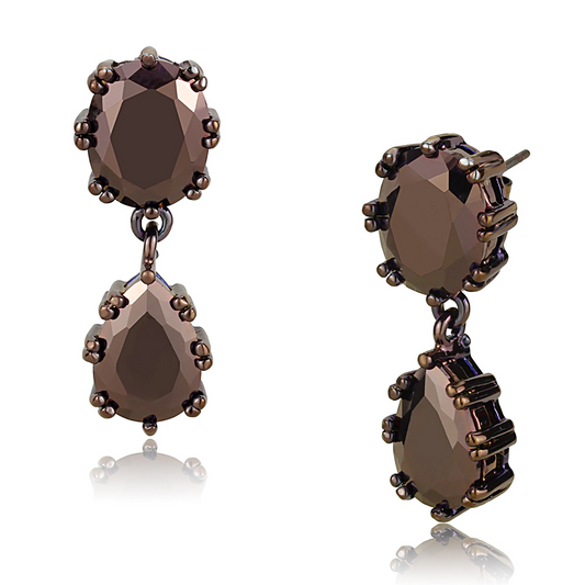 3W1121 - Brass Earrings IP Coffee light Women AAA Grade CZ Light Coffee